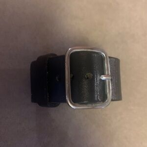 Black Leather Cuff with Silver Buckle